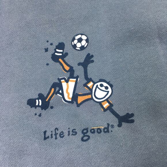 Life is Good Boys Pullover Sweatshirt Fleece Crew Neck Graphic Logo Blue Large - Picture 3 of 5